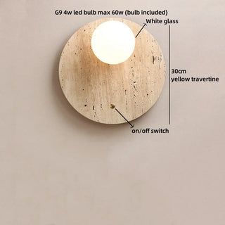 Celako™ Aureti Wall Light | Yellow Travertine Bedroom Lighting