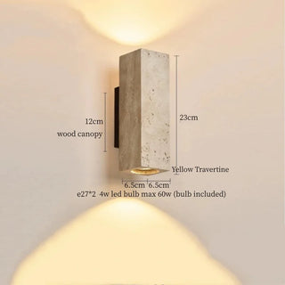 Celako™ Lapidar Wall Light | Yellow Travertine Bedroom Lighting