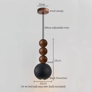 Celako™ Neropiet Pendant Light | Black Travertine Bedroom Lighting