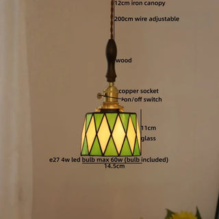 Celako™ Esmara Pendant Light | Green Glass Stone Bedroom Lighting
