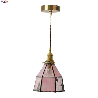 Celako™ Lumirose Pendant Light | Pink Glass Vintage Tiffany Living Room Lighting