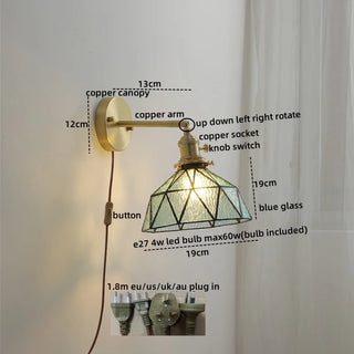Celako™ Aesona Wall Light | Glass Copper Bedroom Lighting