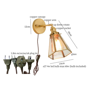 Celako™ Hexara Wall Light | Copper Glass Bedroom Lighting
