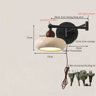 Celako™ Lucaterra Wall Light | Yellow Travertine Bedroom Lighting