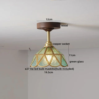 Celako™ Verdin Ceiling Light | Copper Glass Wood Living Room Lighting