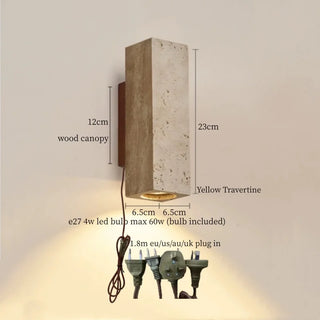 Celako™ Lapidar Wall Light | Yellow Travertine Bedroom Lighting