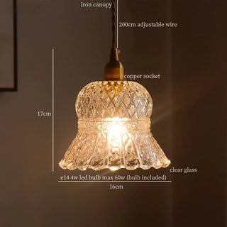 Suspension Celako™ Ambrelia | Luminaire en verre pour chambre à coucher