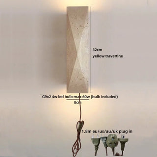 Celako™ Tavera Wall Light | Yellow Travertine Bedroom Lighting