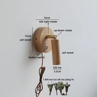 Celako™ Aurelio Wall Light | Ash Wood Bedroom Lighting