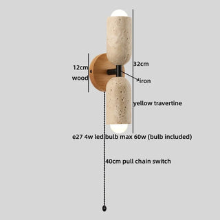 Celako™ Lithocalm Wall Light | Yellow Travertine Bedroom Lighting