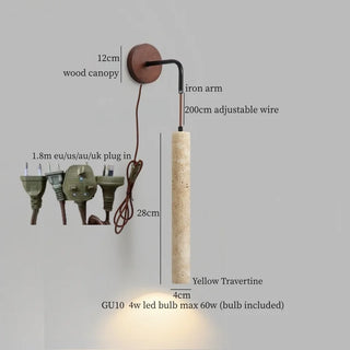 Celako™ Terreluna Wall Light | Yellow Travertine Bedroom Lighting