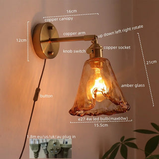 Celako™ Ambreo Wall Light | Amber Glass Bedroom Lighting