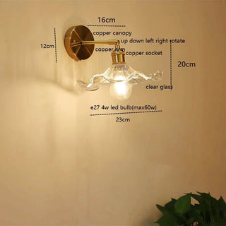 Celako™ Cuvera Wall Light | Copper & Glass Bedside Lighting