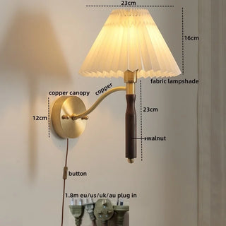 Celako™ Copera Wall Light | Copper Fabric Bedroom Lighting