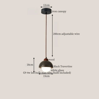 Celako™ Lapideum Pendant Light | Black Travertine Kitchen Island Lighting