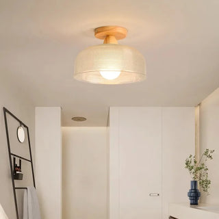Celako™ Oakura Ceiling Light | Glass Wood Living Room Lighting