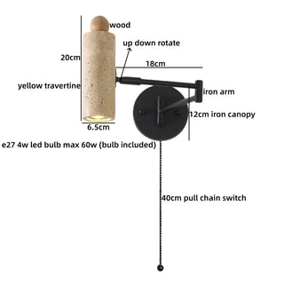 Celako™ Velato Wall Sconce Light | Yellow Travertine Bedroom Lighting