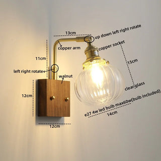 Celako™ Cuvira Wall Light | Glass Copper Bedroom Lighting