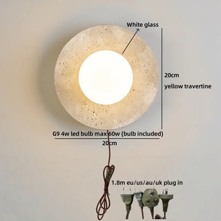 Celako™ Orolith Wall Light | Travertine Bedside Lighting