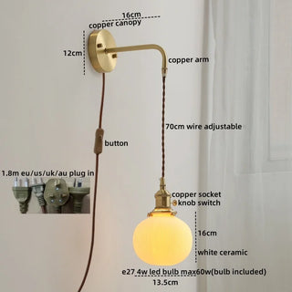 Celako™ Cerone Wall Light | Ceramic Copper Bedroom Lighting
