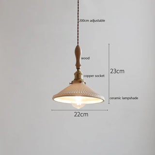 IWHD Butterfly Ceramic LED Pendant Lamp Beside Wooden Handle Copper Socket Home Decor Bedroom Dining Lving Room Light Hanglamp