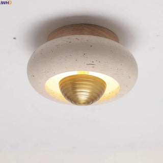 Celako™ Ochreia Ceiling Light | Yellow Travertine Bedroom Lighting