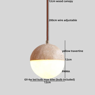 Celako™ Terravi Pendant Light | Yellow Travertine Wabi Sabi