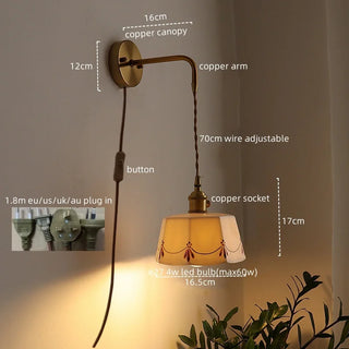 Celako™ Cuprica Wall Light | Ceramic Bedroom Lighting