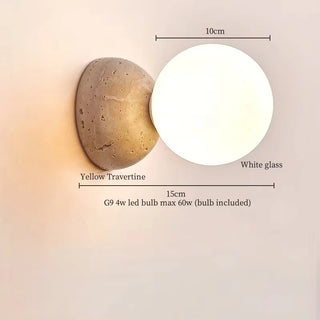 Celako™ Travione Wall Light | Yellow Travertine Wabi Sabi Modern Bedroom Lighting