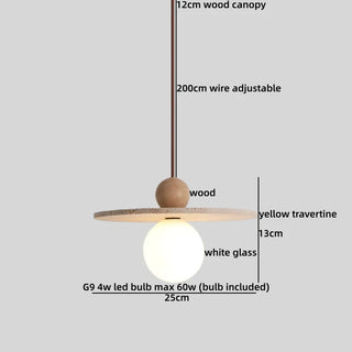 Celako™ Terravine Pendant Light | Yellow Travertine Glass Bedroom Lighting