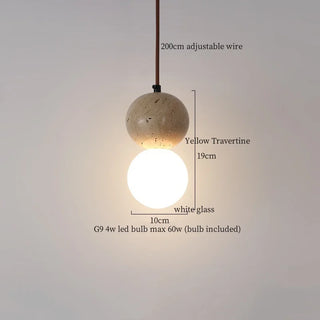 Celako™ Ocreon Pendant Light | Wood Yellow Travertine Kitchen Island Lighting