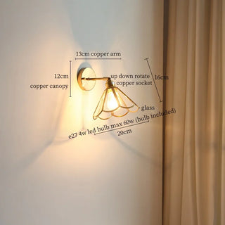 Celako™ Verrique Wall Light | Copper Glass Bedroom Lighting