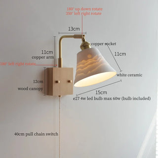 Celako™ Arcillo Wall Light | White Ceramic Bedroom Lighting