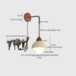 Celako™ Terreluna Wall Light | Yellow Travertine Bedroom Lighting