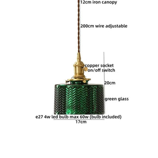 Celako™ Esmara Pendant Light | Green Glass Stone Bedroom Lighting
