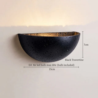 Celako™ Nerolith Wall Light | Black Travertine Bedroom Lighting