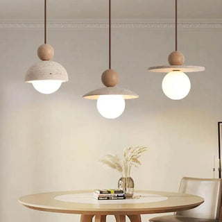 Celako™ Terravine Pendant Light | Yellow Travertine Glass Bedroom Lighting