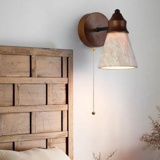 Celako™ Traverto Wall Light | Yellow Travertine Bedroom Lighting