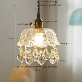 Celako™ Calyxis Pendant Light | Copper Crystal Glass French Vintage Bedroom Lighting