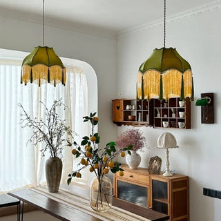 Celako™ Tasselo Pendant Light | Green Tassel Fabric Kitchen Island Lighting