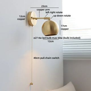 Celako™ Brasson Wall Light | Copper Bedroom Lighting