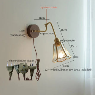Celako™ Arcura Wall Light | Copper Glass Bedroom Lighting