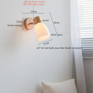 Celako™ Opaleri Wall Light | White Glass Bedroom Lighting