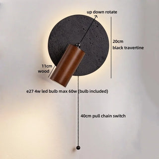 Celako™ Cavato Wall Light | Black Travertine Vintage