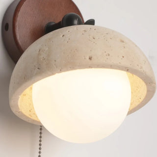 Celako™ Aurevane Wall Light | Yellow Travertine Bedroom Lighting