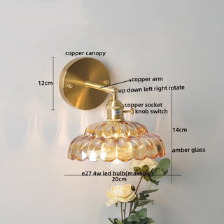 Celako™ Aurumis Wall Light | Copper Glass Bedroom Lighting