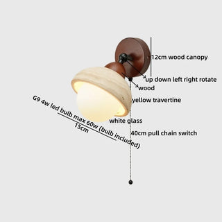 Celako™ Kivora Wall Light | Yellow Travertine Bedroom Lighting