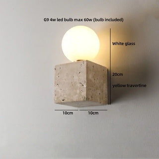 Celako™ Avetra Wall Light | Yellow Travertine Bedside Lighting