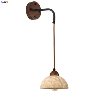 Celako™ Aurterra Wall Light | Yellow Travertine Stone Living Room Lighting