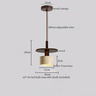 Celako™ Aurelite Pendant Light | Yellow Travertine Mid Century Modern Bedroom Lighting